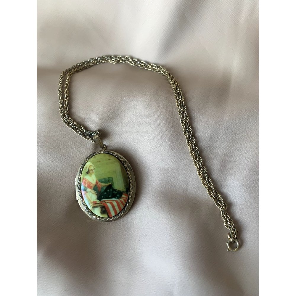 SOLD Maximal Art Vintage Style Betsy Ross American Flag Painting Locket